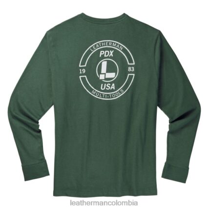 vestir Leatherman camiseta de manga larga con sello de marca verde T44R292 - Leatherman Navajas
